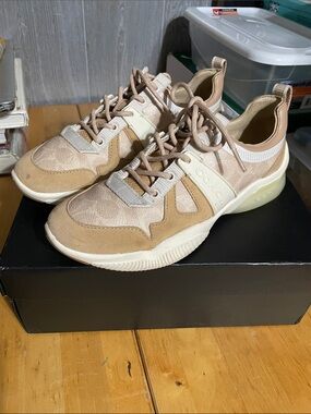 Coach Neutral Tone Suede & Fabric Runner Sneakers
